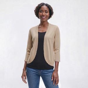 Womens 89th & Madison 3/4 Sleeve Scallop Edges Round Hem Shrug alternate view